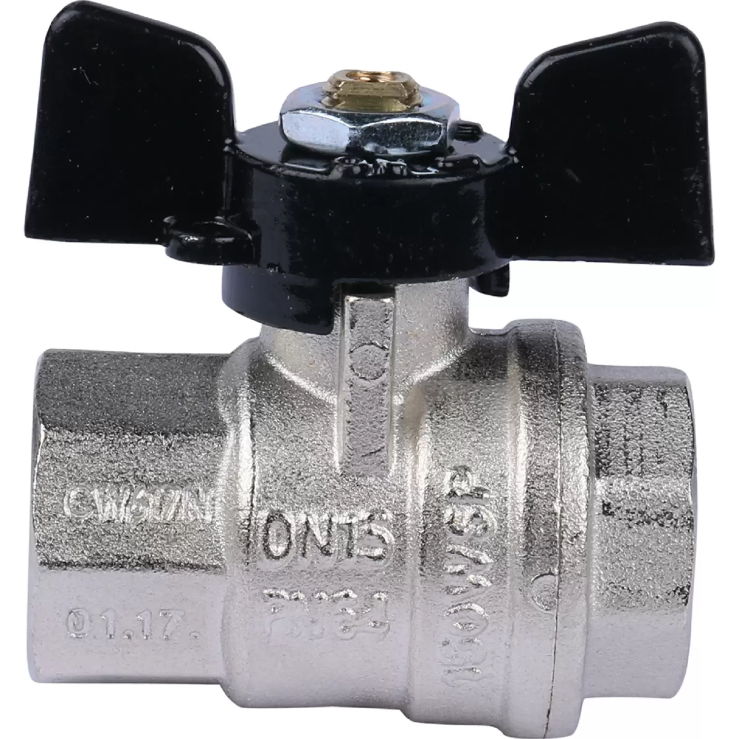Кран шаровой Bugatti Oregon прямой В-В 1/2", ручка-бабочка, арт.03020062