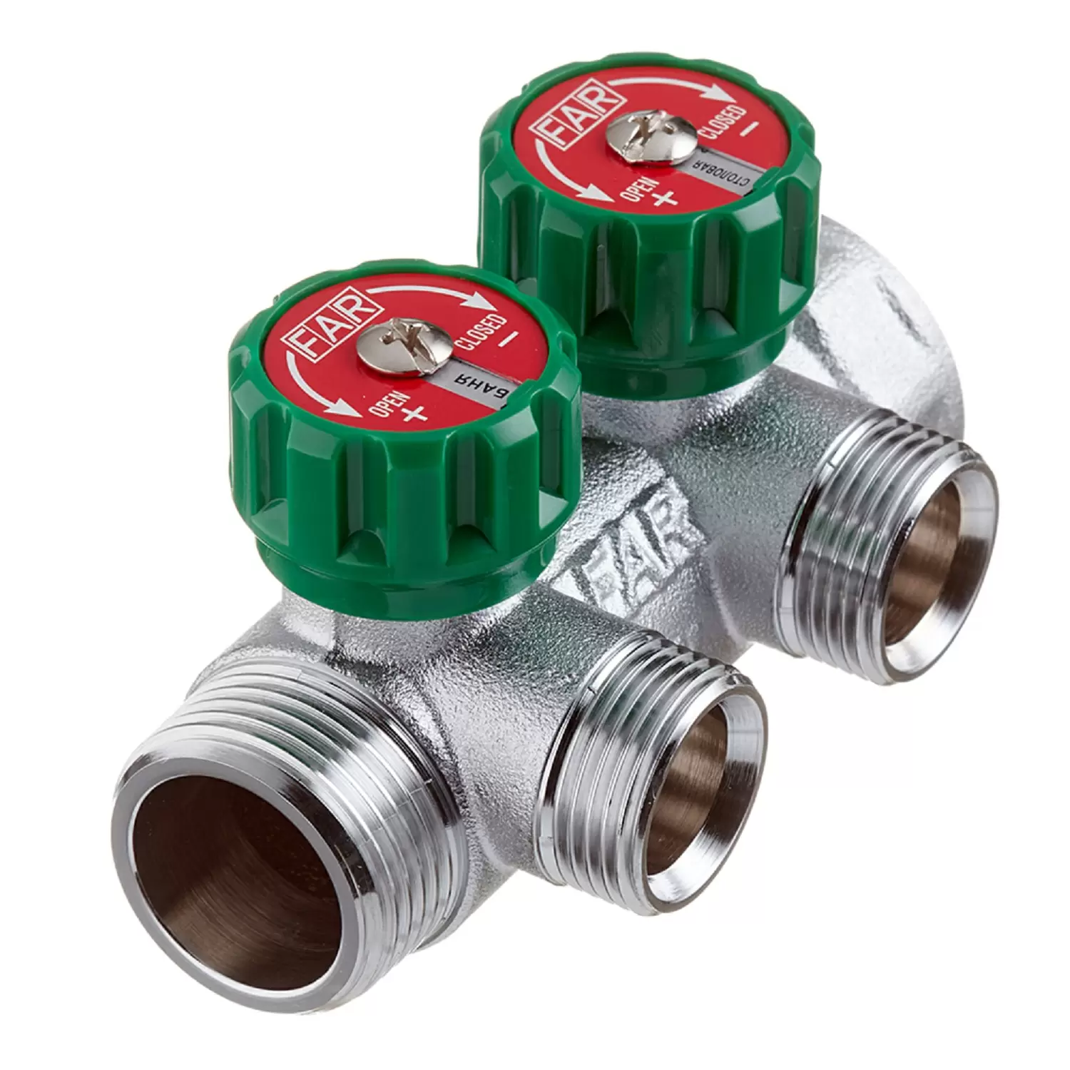 Регулируемый коллектор Far Multifar 1" с 2 отводами 3/4" НР евроконус