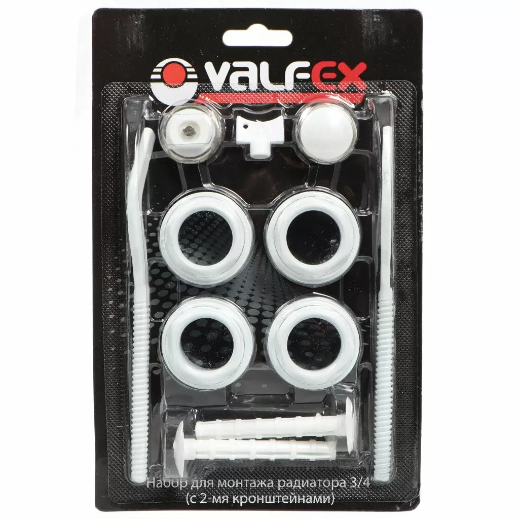 Монтажный комплект для радиатора Valfex 3/4" белый с двумя кронштейнами