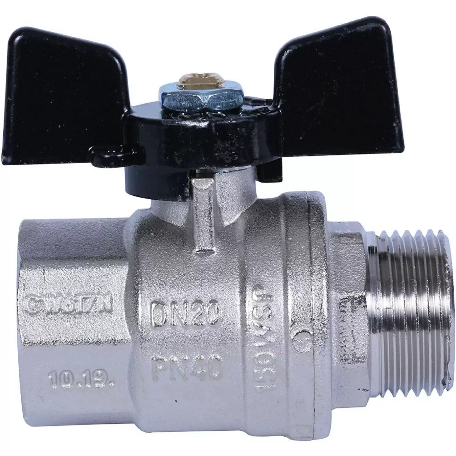 Кран шаровой Bugatti Oregon прямой Н-В 1", ручка-бабочка, арт.03070070