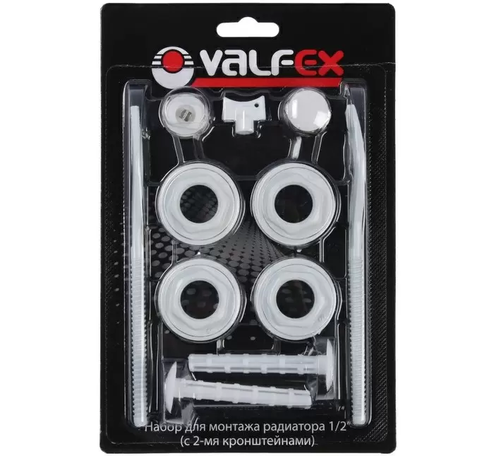Монтажный комплект для радиатора Valfex 1/2" белый с двумя кронштейнами