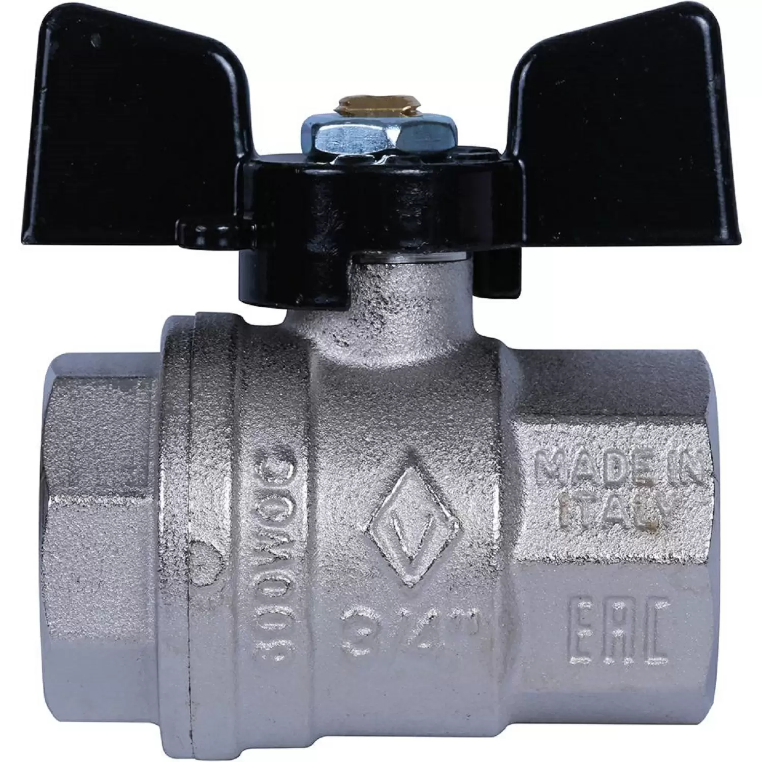 Кран шаровой Bugatti Oregon прямой В-В 3/4", ручка-бабочка, арт.03020067