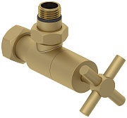 Вентиль Сунержа угловой (крест) G 1/2" НР х G 3/4" НГ (Матовое Золото)