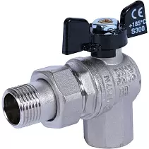 Кран шаровой Bugatti Oregon угловой с накидной гайкой 1/2", ручка-бабочка, арт.05940001